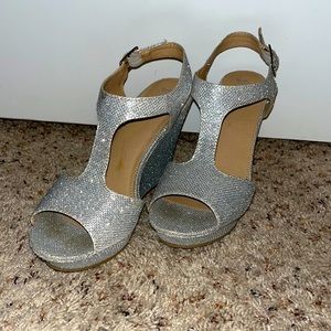 Silver Sparkle wedge heels size 9